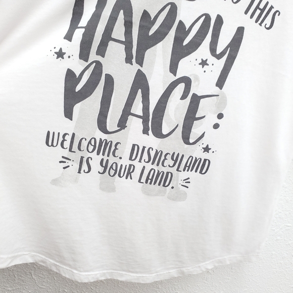 NWT Disney Store Park Ringer Style "Happy Place" Mickey Mouse Graphic Tee Shirt - Picture 4 of 10